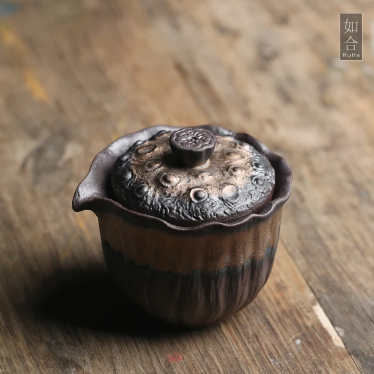Старинные ранние ожоги грубого золота железная глазурь чайный набор кунг-фу ручной палец дзен одиночный горшок lianxiang Лотос чайник