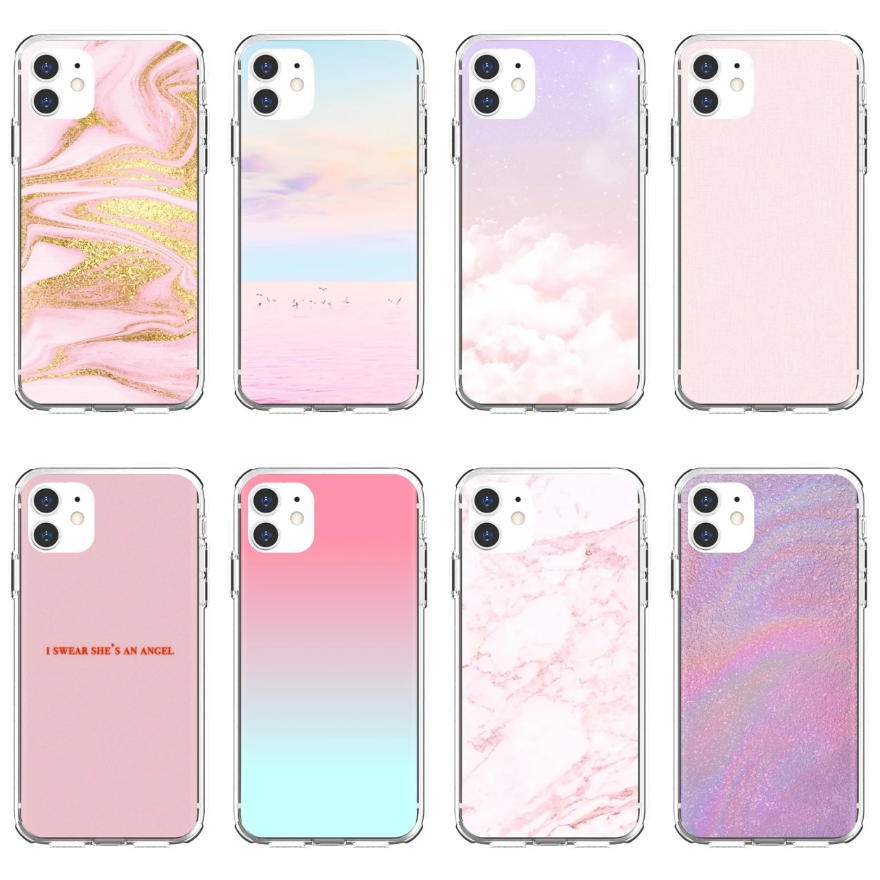 

Poster Silicone Phone Case For iPhone 10 11 12 13 Mini Pro 4S 5S SE 5C 6 6S 7 8 X XR XS Plus Max 2020 Pastel-Pink-Wallpaper