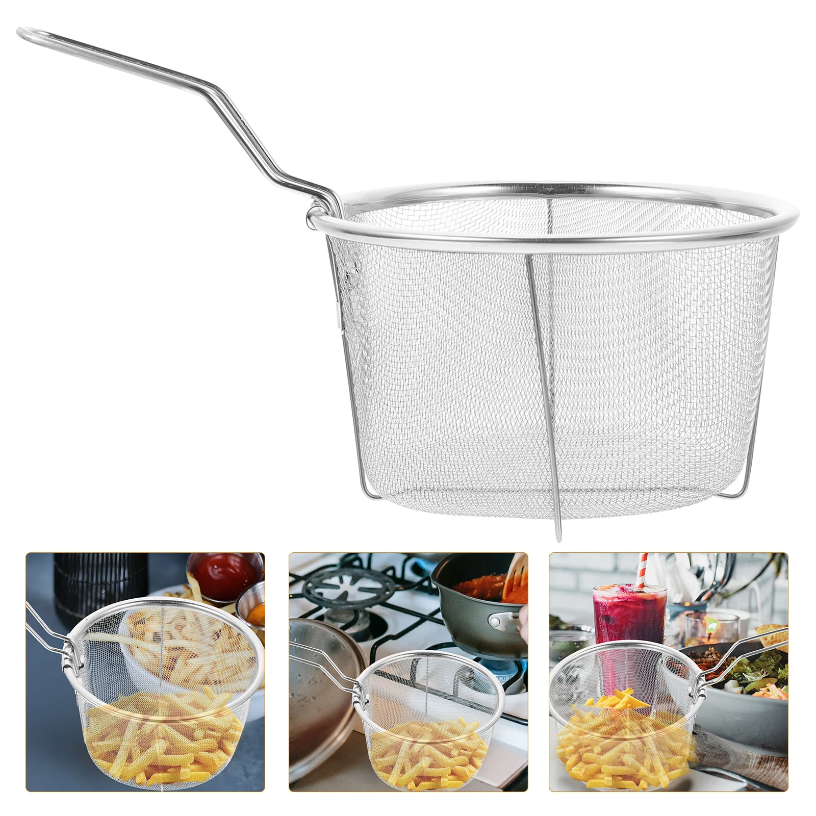 

Basket Fryer Deep Strainer Frying Serving Steel Stainless Fry Skimmer Food Wire Mesh Spaghetti Taco Pasta Handle Sieve Snack