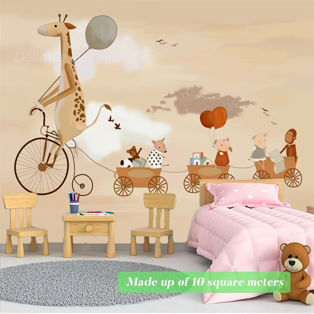 

Жираф для езды на велосипеде поезде животные настенные фрески для гостиной спальни диван фон воздушный шар обои Декор художественная комната мультфильм