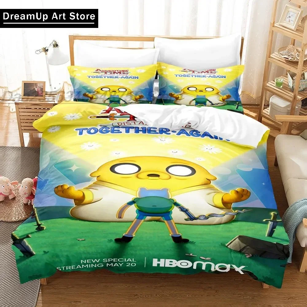 Фото Adventure Time Finn Jake The Dog Face Комплект постельного белья пододеяльник покрывало с наволочкой Twin Single Queen King Size для мальчиков и взрослых №4