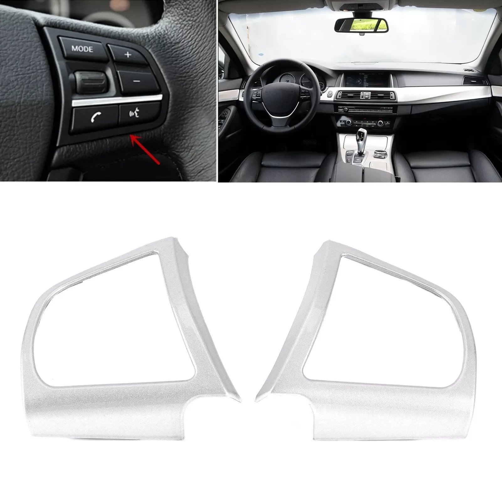 

Steering Wheel Buttons Trim Cover Interior Decoration Fit for BMW 5 Series F10 F18 2013 2014 2015 2016 2017