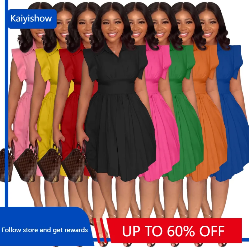 

African Pleated Dresses Sumer Sexy African Women Sleeveless V-neck Polyester Red Black Green Knee-length Dress African Dresses