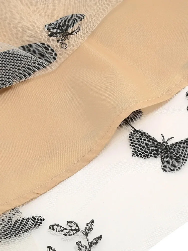 Новинка 202 Хепберн сетчатое винтажное платье миди с вышивкой бабочкой и