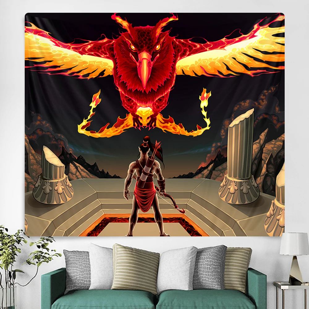 

Home Decor Dragon Battlefield Psychedelic Scene Art Print Tapestry Boho Decor Tapestry Hippie Yoga Mat Sheet tapiz