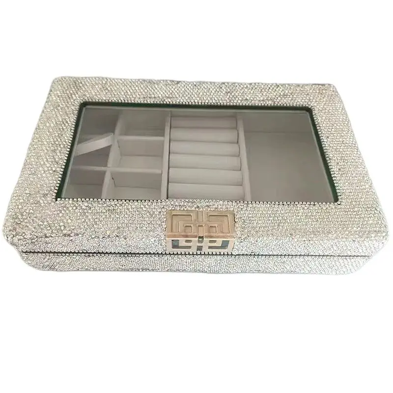 Блестящий Женский бархатный органайзер для ювелирных изделий и колец
