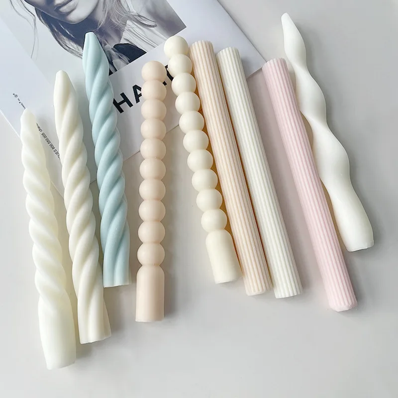 

Spiral Long Rod Aromatherapy Candle Silicone Mold Candlelight Dinner Candle Twist Stripe Long Handle Church Candle Making