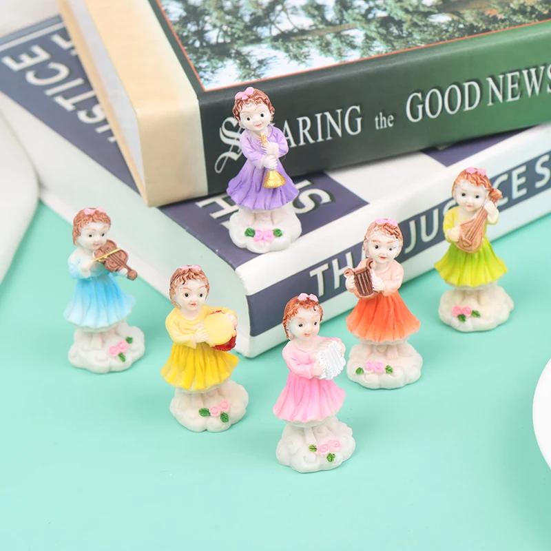 

Creative Flower Fairy Taking The Musical Instrument Landscape Flower Pot Decoration Gardening Resin Ornaments DIY Crafts 4.7x2cm