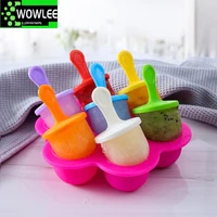mini 7holes ice cream pops silicone mold food grade baby diy fruit shake ice crea reusable popsicle home kitchen tools ice tray