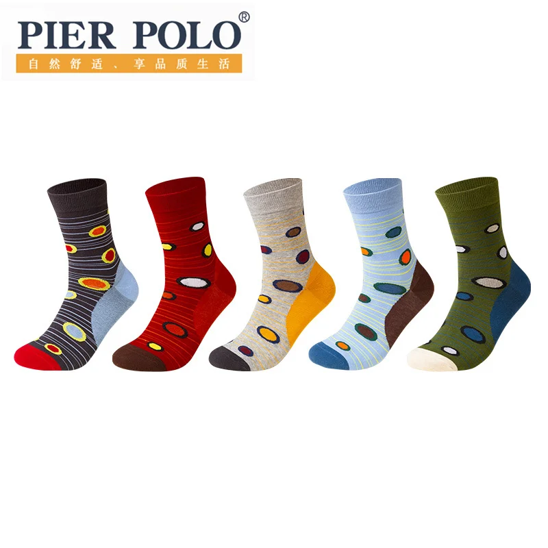Brand men's latest design medium tube socks four seasons socks high quality business geometric pattern color men's cotton socks