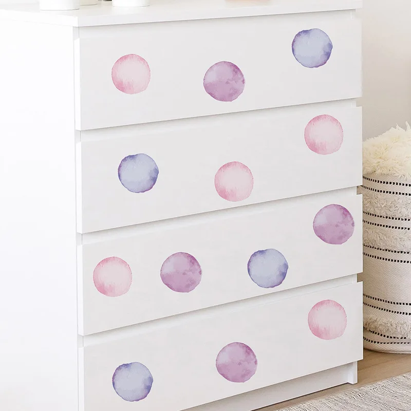 Мультяшные фиолетовые и розовые наклейки в горошек для гостиной детской комнаты