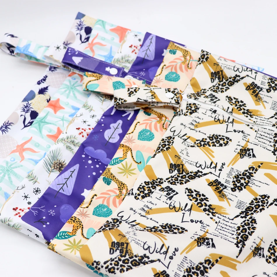 Водонепроницаемая сумка для мокрых памперсов Mummy Baby Maternity Packs Washable Zipper Diaper Caddy Organizer Dry Travel Nappy 30x40cm on