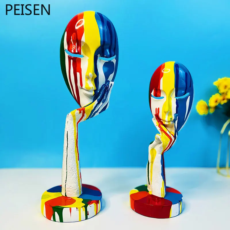

Nordic Wind Splash Color Face Mask Resin Crafts Ornaments Home Office Desktop Decorations Home Decor Living Room Decoration