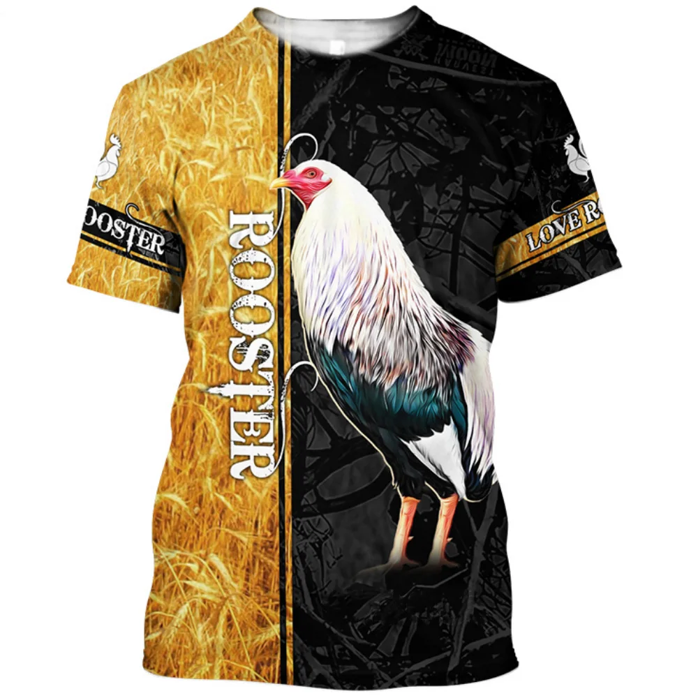

Funny T-shirts Mens Printed T Shirt 3D Cock Graphic Short Sleeve Top Casual Hip Hop Animal Clothing Oversized Tee Men Clotheing