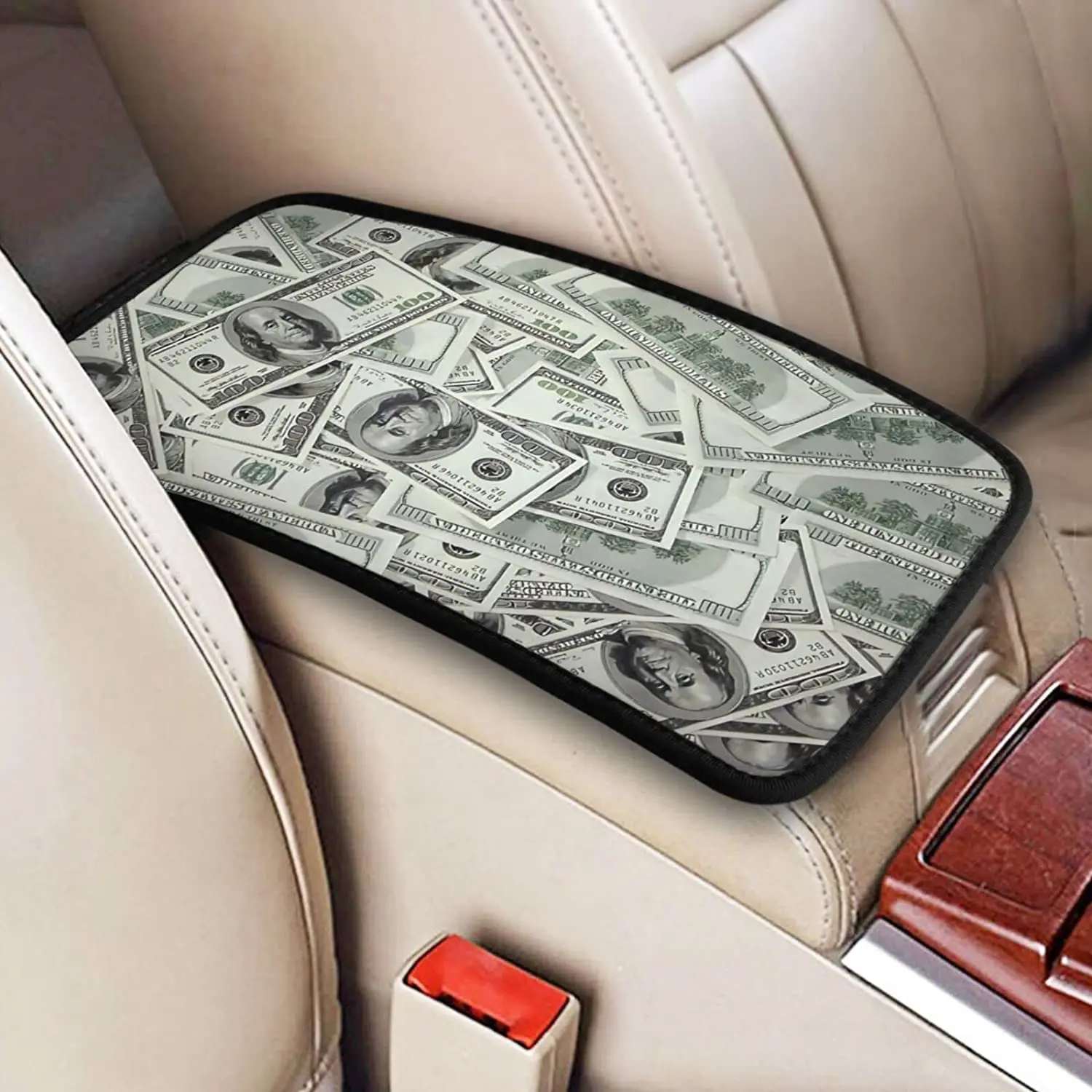

Car Center Console Cover USA Money Dollars Automobile Armrest Cover Protector Car Decor Accessories for Most Vehicle SUV