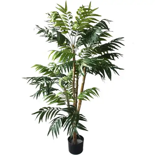 

5-Foot Artificial Tree – Potted Tropical Fake Plant