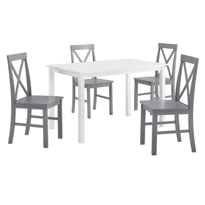 

Manor Park 5-Piece Solid Wood Farmhouse Dining Set - White/Grey