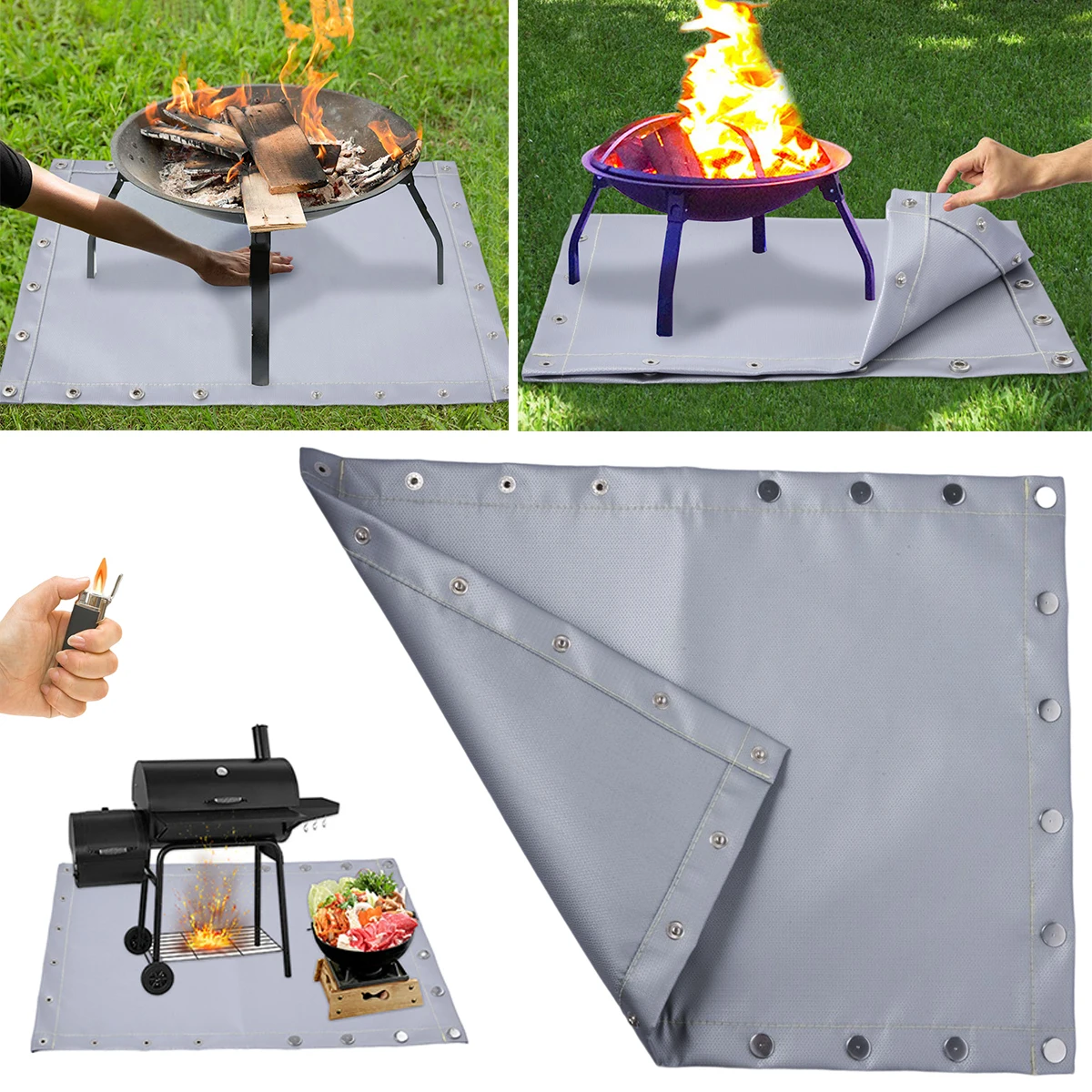 

Fire Pit Mat Heat Resistant Under Grill Mat 20 ×15 inch Waterproof Fireproof Pad for Outdoor Camping BBQ Portable Ember Mat