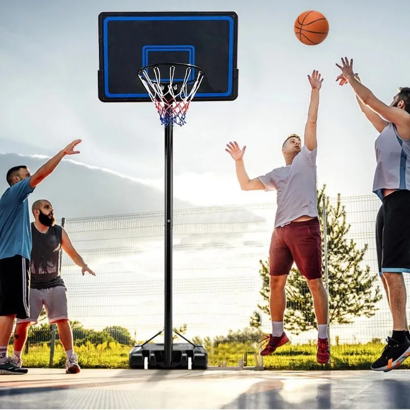 

44" Adjustable Portable Basketball Hoop with 7.5 - 10 ft. Height Adjustable for Outdoor Indoor Court, Blue