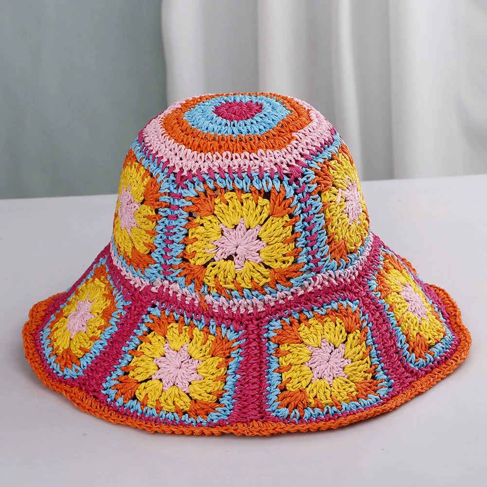 Lovely Large Brim Hat With Color Flower Breathable Multipurpose Hat For Camping Hiking