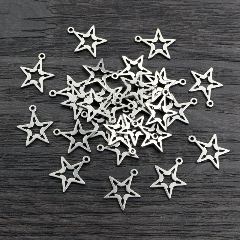 

30pcs 13x11mm No Fade Charms 316 Stainless Steel Five-pointed Star Bracelet Necklace Pendant Charms DIY Jewelry Making Findings