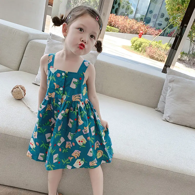 

Girls Casual Dresses Soft Comfortable Pretty Lovely Lively Arder Cute Skirt Simple Fashion Loose Sweet New Pattern Print Cotton