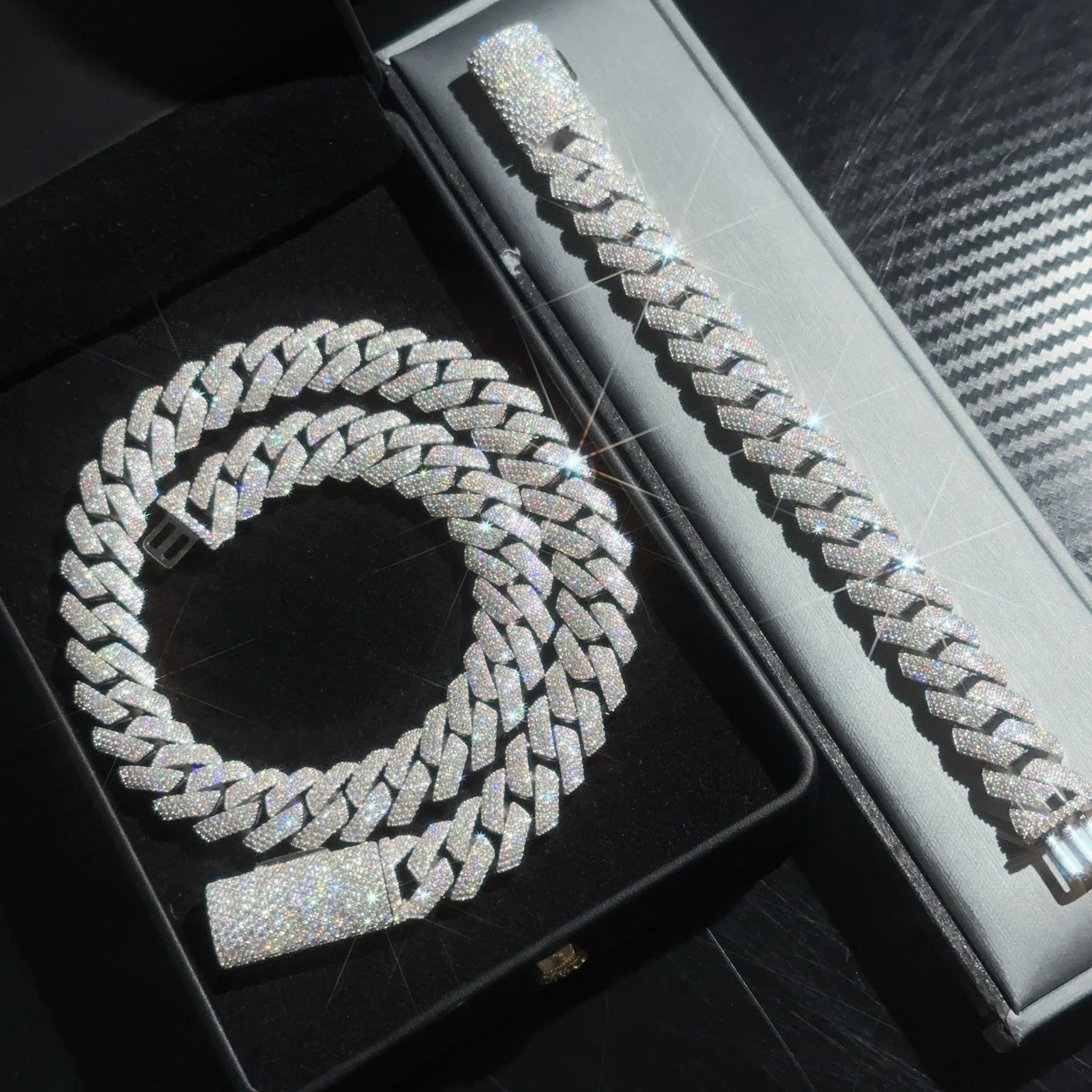 Высококачественные ювелирные изделия в стиле хип-хоп 4 ряда 15 мм лабораторная