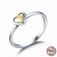 hot sale silver color gold domed heart ring for women original silver color rings brand jewelry gift customized jewelry
