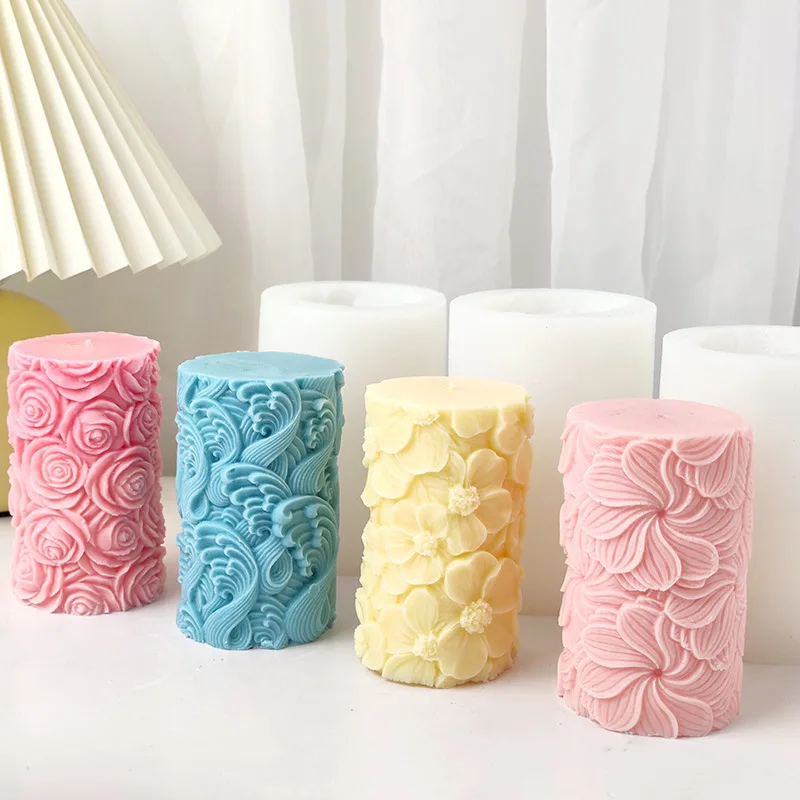 

Gift Silicone Mold Candle Moulds Cylinder Relievo Customized Decorate Personality Clear Wax for Candles Templates Fashion Molds