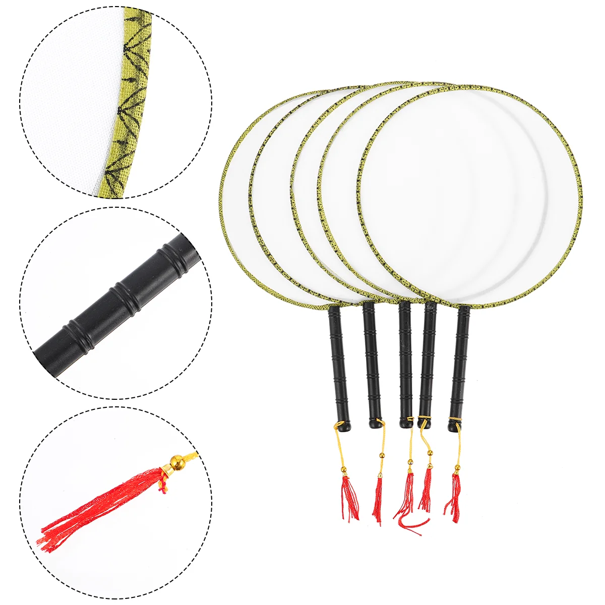 

5 Pcs Blank Painting Hand Fan Japanese Round Hand Fan Chinese Fan Chinese Round Fans Bamboo Hand Fan Chinese Decor