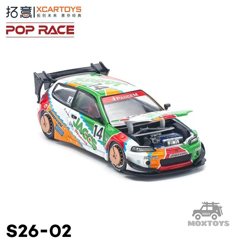 Литая модель автомобиля Xcartoys x POP RACE 1:64 PANDET Civic Green