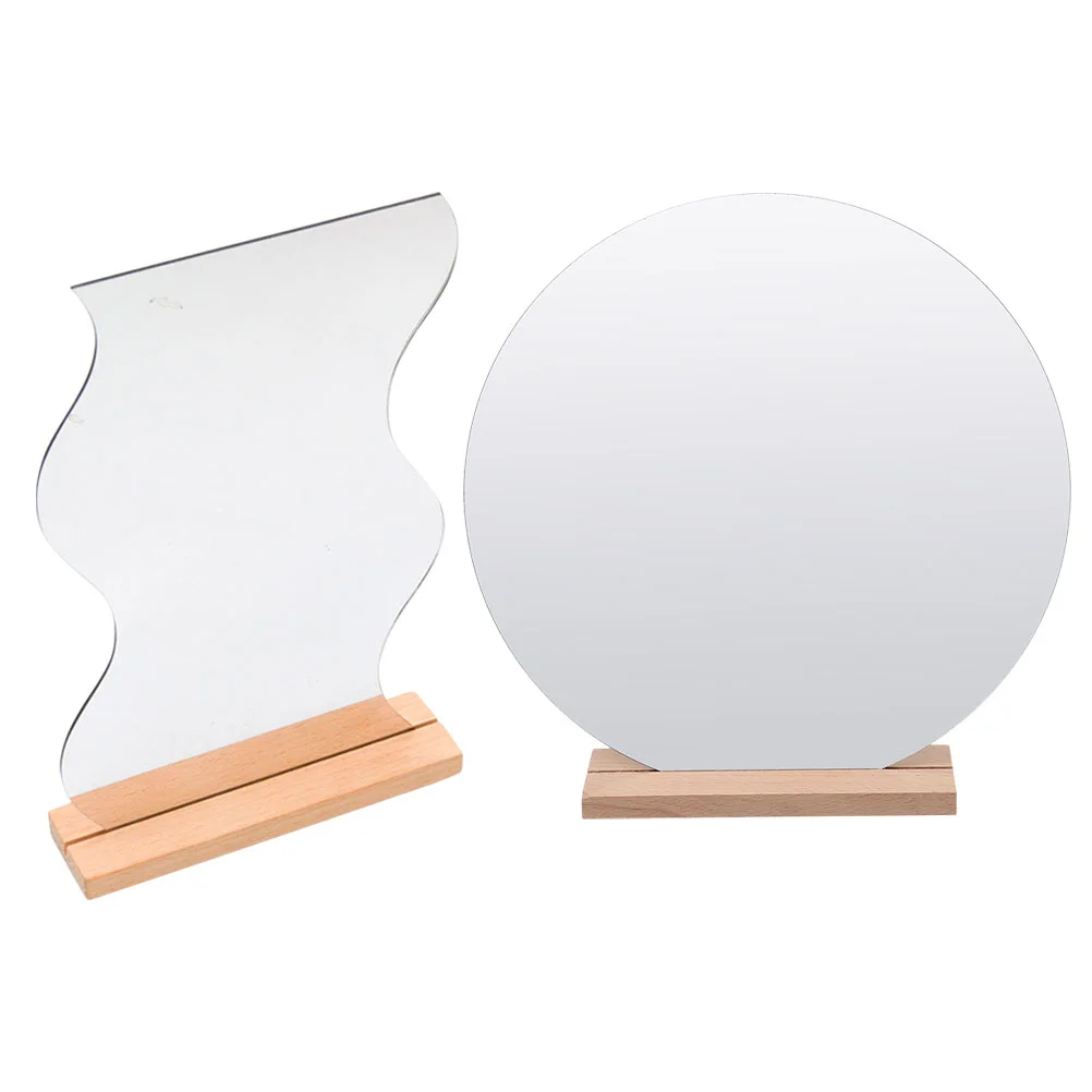 

2 Pcs Small Mirror Desk Aesthetic Mirror Mirrors Bedroom Desk Topper Table Mirror Vanity Mirror Woodsy Decor