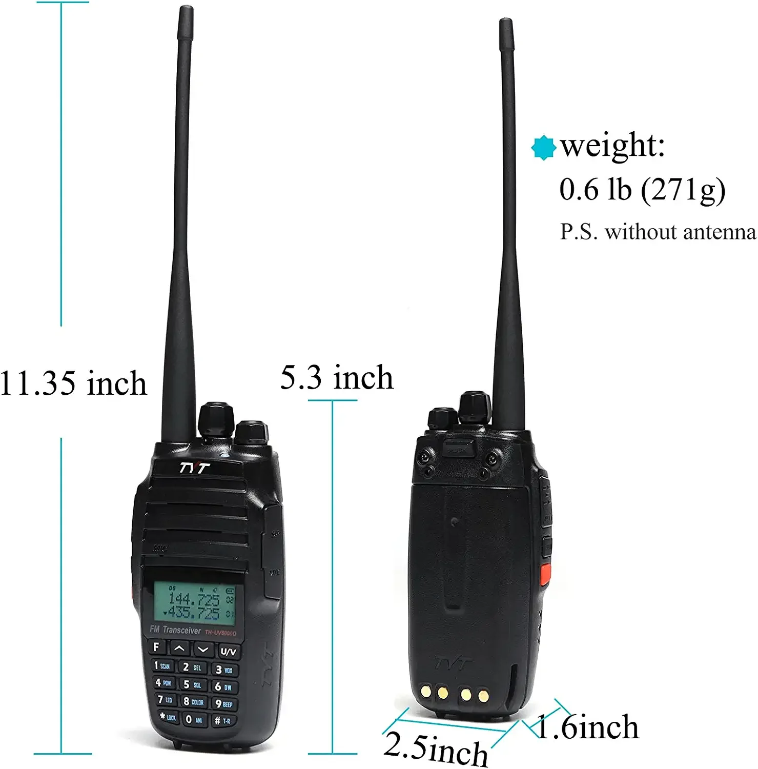 TYT TH-UV8000D Dual Band Ham Radio 10W, Cross-Band Repeater VHF 144-148/UHF 420-450mhz, Amateur Two-Way Radio W/Battery Eliminat enlarge
