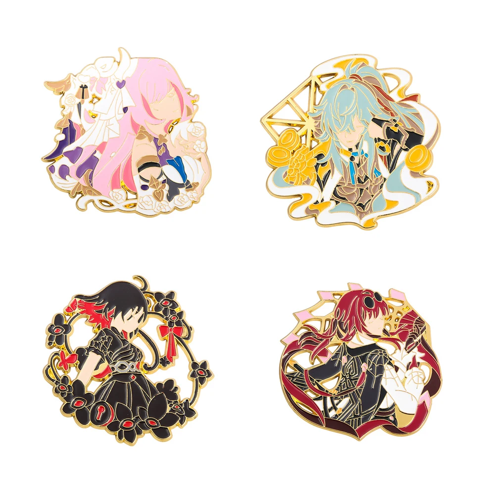 Брошь из металлического сплава с изображением героев игры Honkai Star Rail Kafka Seele Elysia Jing