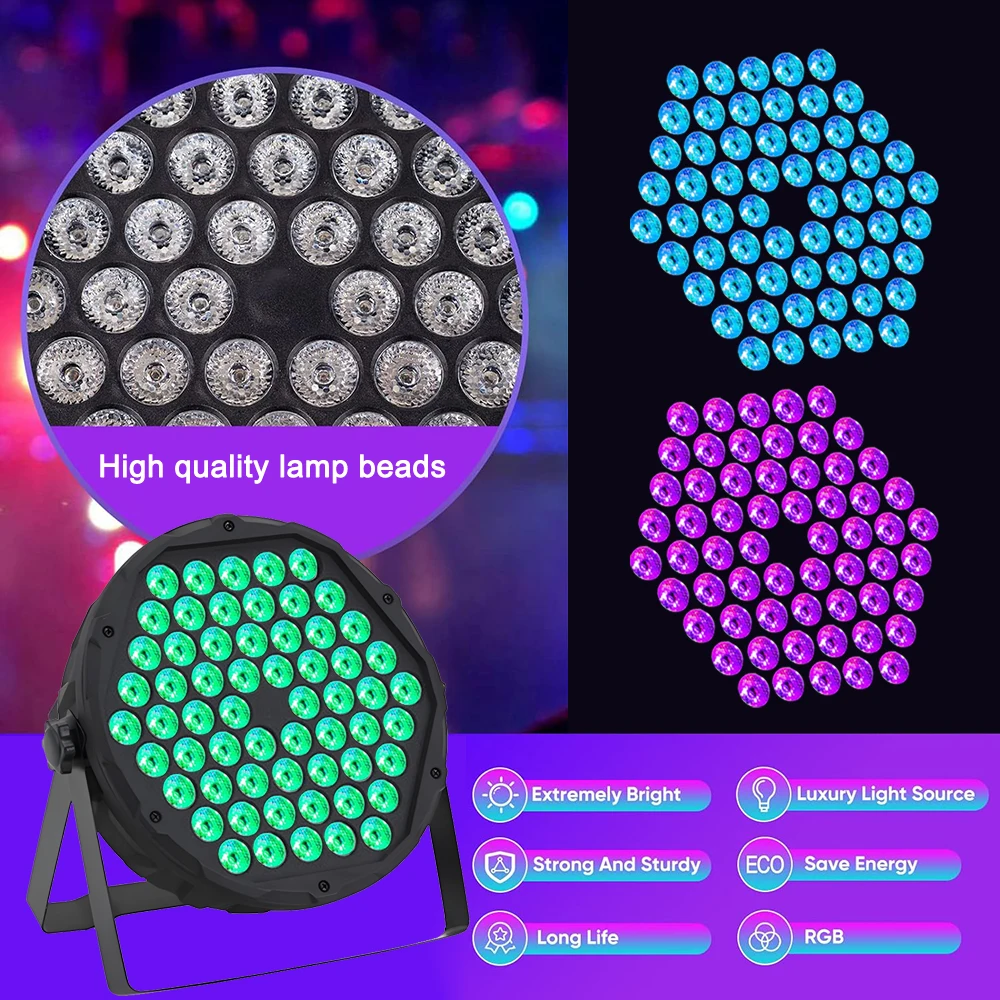 60 светодиодный Par Светильник RGB DJ освещение для дискотеки дистанционное