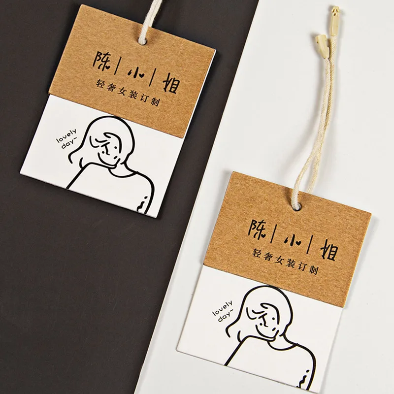 Бумажные подвесные бирки для джинсов из крафт-бумаги индивидуальные ценники