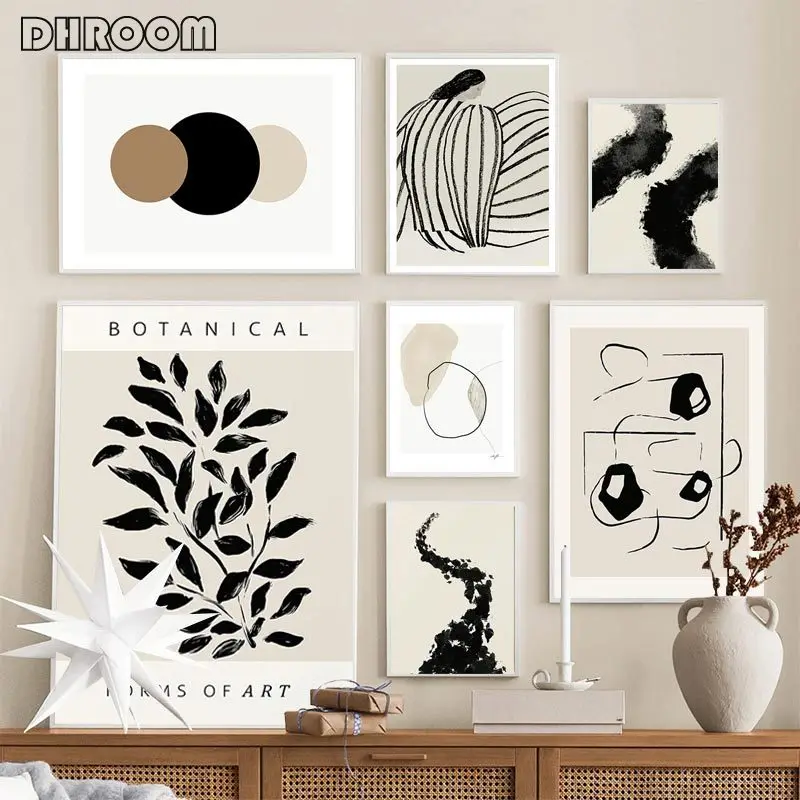 

Abstract Wall Art Poster Line Painting Beige Picture for Living Room Boho Canvas Paintings on The Wall Decor Home Decoration