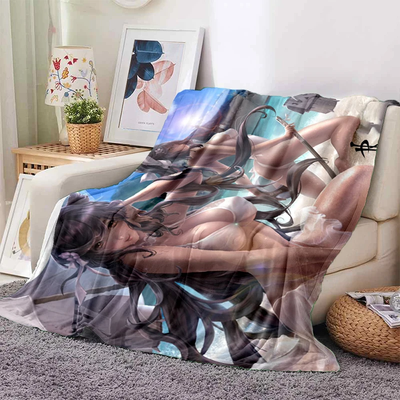 

Hot Sexy Anime Girls Blanket best Gift All season light bedroom warm Decke Soft Plush Flannel Throws Blankets for Sofa Bed Couch
