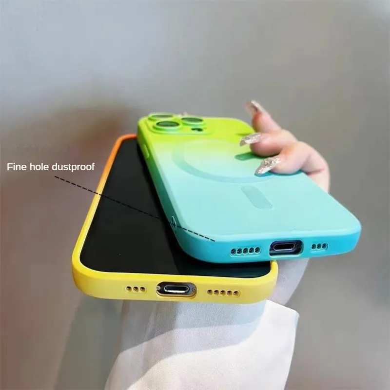 Silicone dual Color Magnetic absorbing Glass lens Protective film Case For iphone14 Plus 13 12 11 Pro Max Fashion New Products