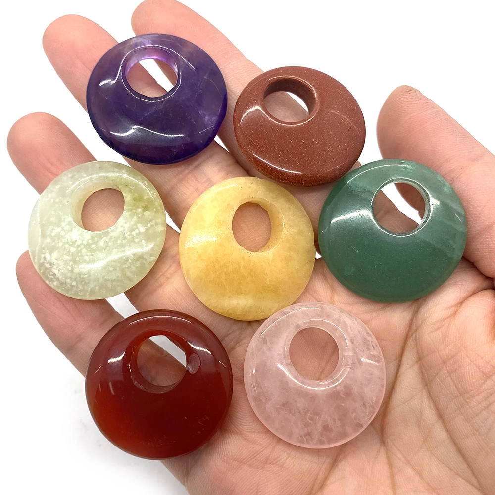 Подвеска из натурального камня Рейки Исцеление Большое отверстие Белый топаз Белый кристалл Аметист Изготовление ювелирных изделий Сделай сам Ожерелье 10 мм.