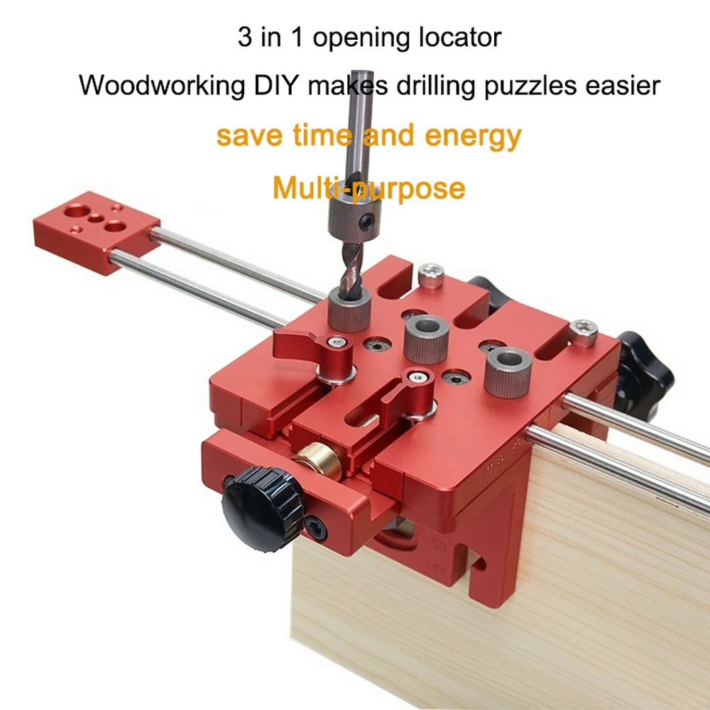 

3 In 1 Woodworking Drill Locator Punch Locator Drill Guide Fixture Aluminum Alloy Carpentry Drilling DIY Tool Set