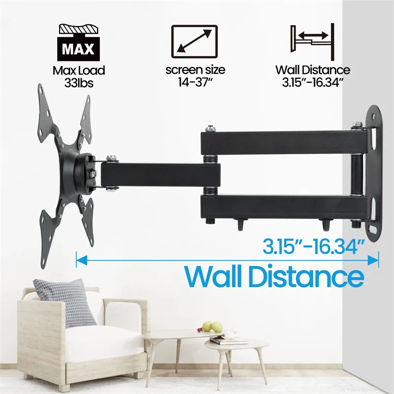 Настенный кронштейн для телевизора поворотный наклон выдвижная универсальная