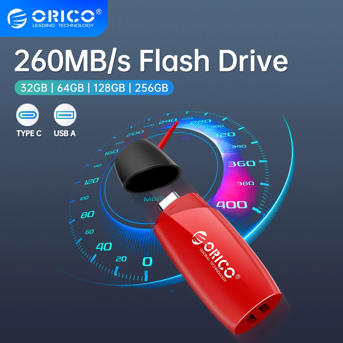 

ORICO New Trend USB3.2 260MB/S USB Flash Drives Black Red Pen Drive Type C 256GB 128GB 64GB 32GB Pendrive for PC Laptop Storage