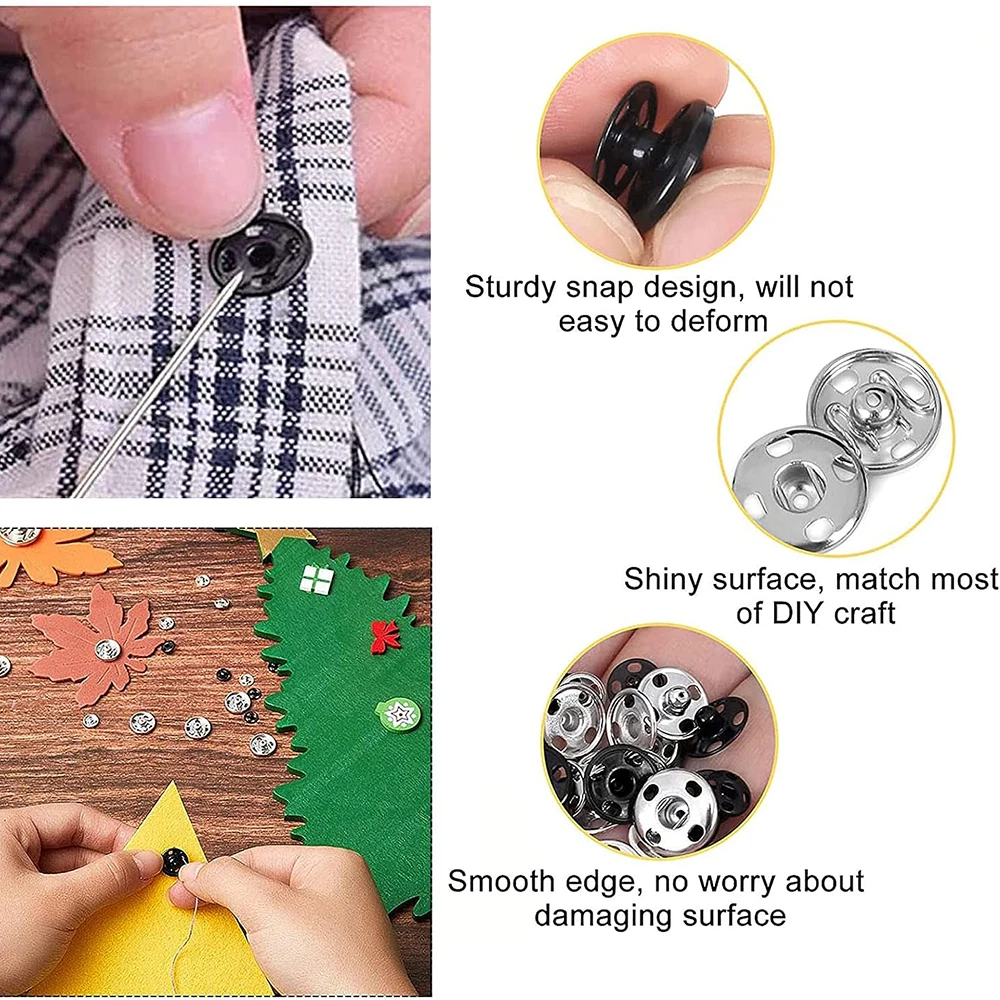 Набор металлических кнопок для шитья комплект из 40 наборов 12 мм