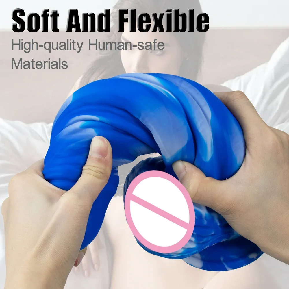 Огромный силиконовый фаллоимитатор толстый член красочный монстр анальный