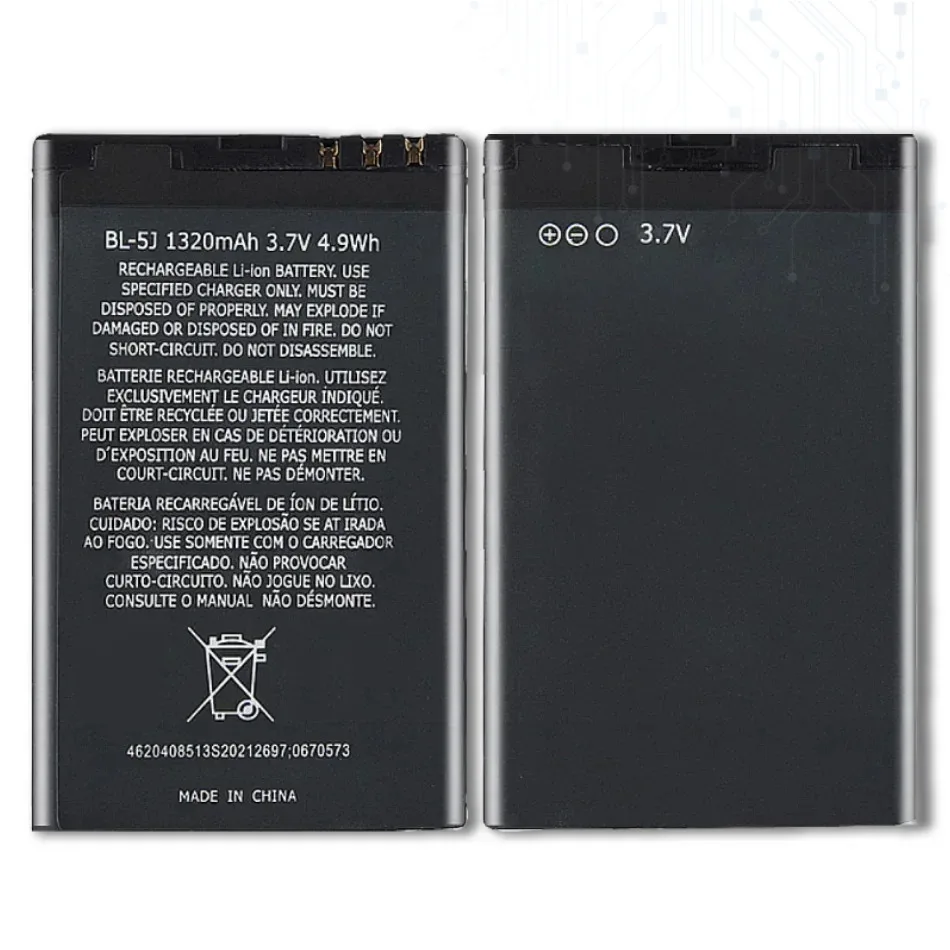 Аккумуляторная батарея BL-5J BL 5J для Nokia N900 Lumia 520 521 525 5230 5233 5228 5238 5800 5800XM 5802 X6 X9 200 Bateria
