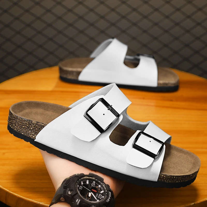 Сандалии CYYTL мужские кожаные повседневные шлепанцы удобные легкие с