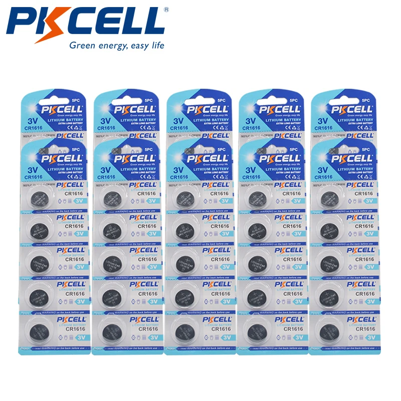 

250Pcs 50Cards Lithium Button Battery 3V CR1616 CR 1616 DL1616 LM1616 Cell Coin Batteries For Watch Electronic Toy Remote