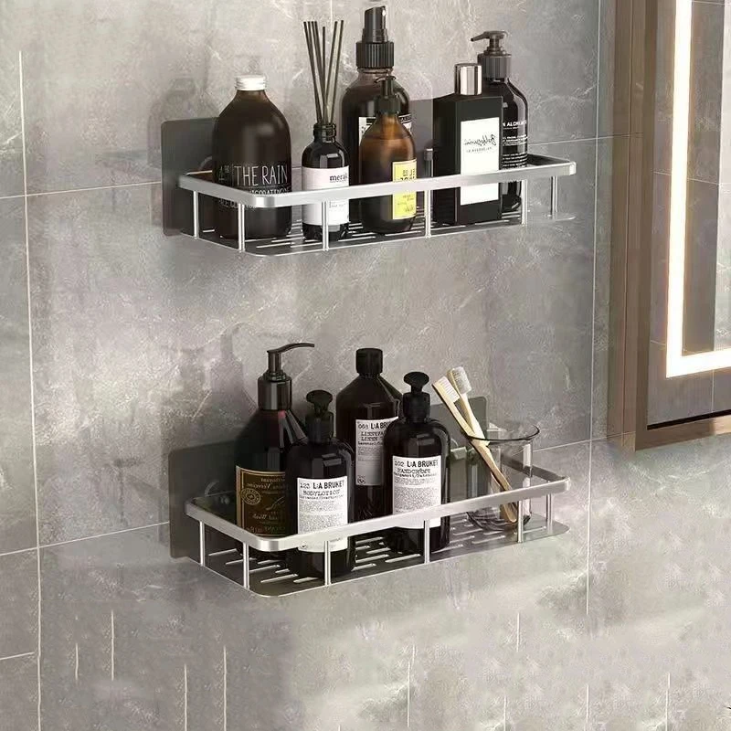 

Полка для ванной комнаты без перфорации настенная полка для хранения шампуня кухонный держатель квадратный алюминиевый органайзер для ванной Аксессуары