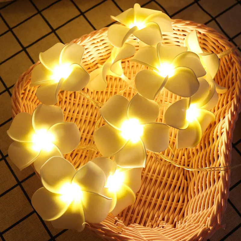

6m/3m Artificial Plumeria Flower Led String Lights Fairy Garland Christmas Lights for Room Home Outdoor Navidad New Year Decor